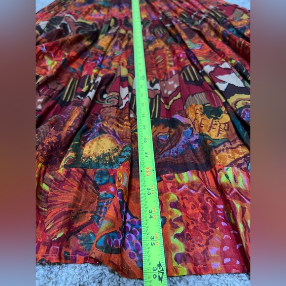 Highgate Ltd Maxi Tiered Skirt Artsy Patchwork Fall Size Large - Picture 8 of 8